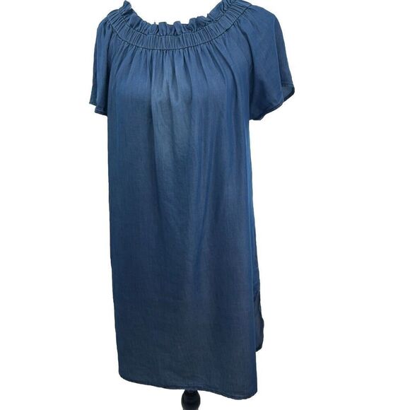 Style Envy Denim Off The Shoulder Denim Dress Tincel  Size L - Picture 1 of 13